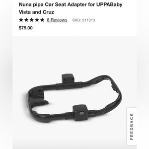 UPPABABY PIPA CARSEAT ADAPTER FOR UPPABABY VISTA AND CRUZ STOLLER - BRAND NEW
